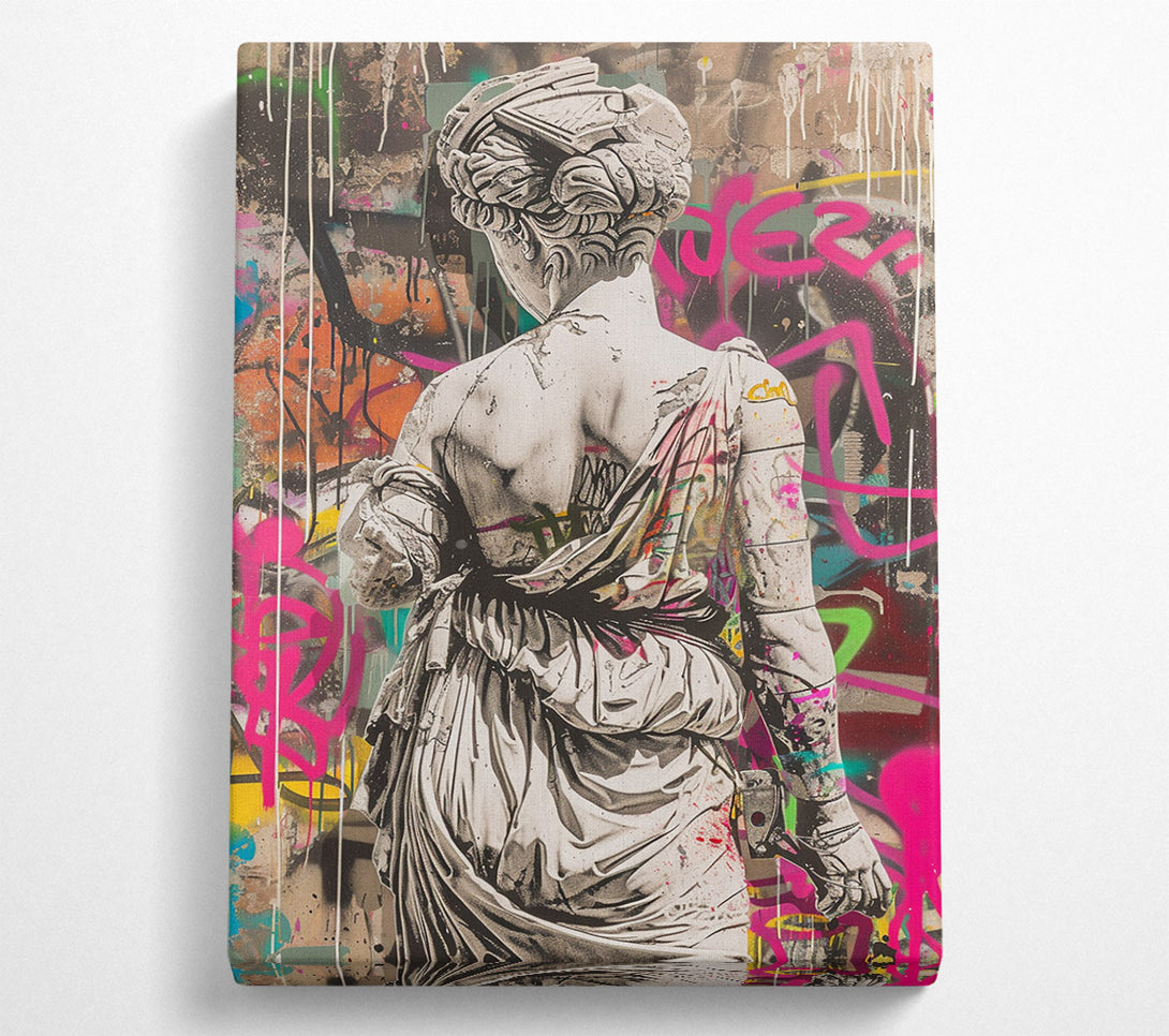  A Canvas Print of Graffi Greek Statue Canvas Wall Art