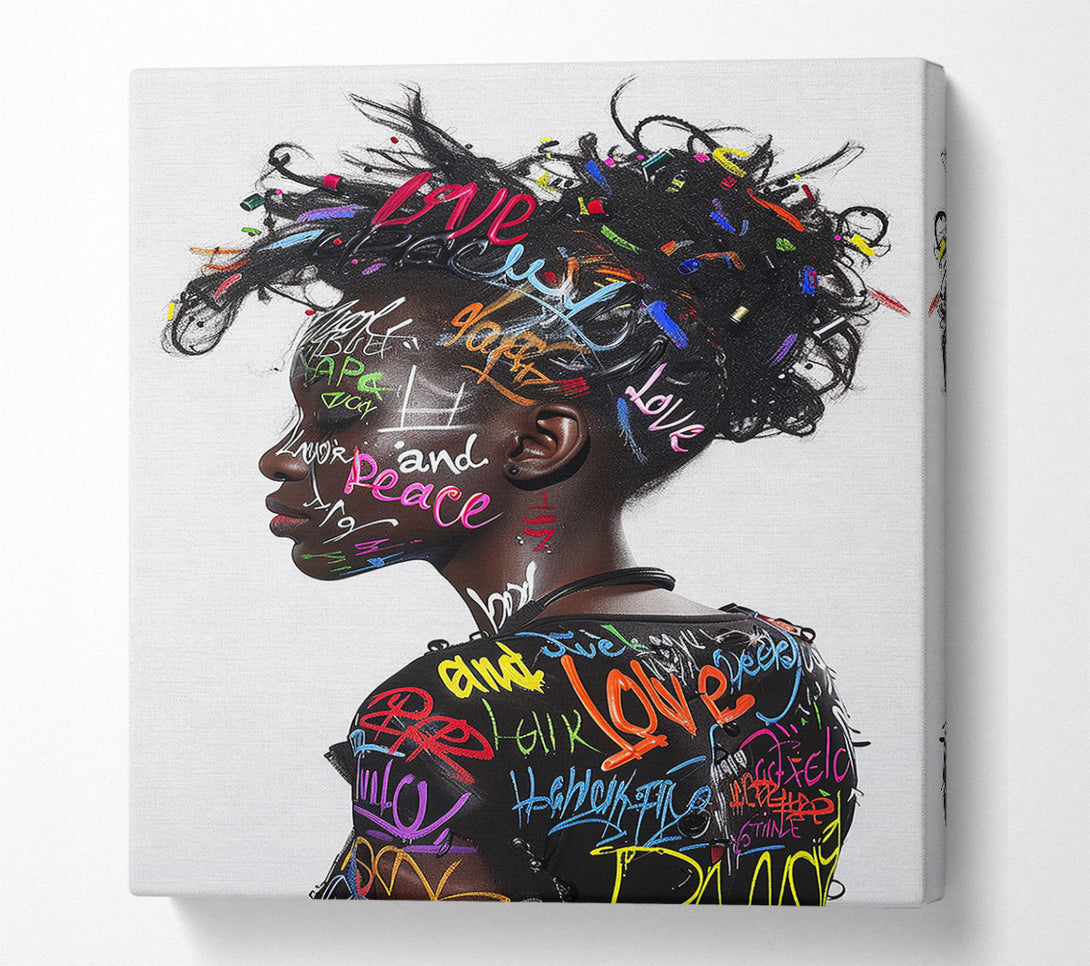  A Canvas Print of Graffiti All Over Woman Canvas Print