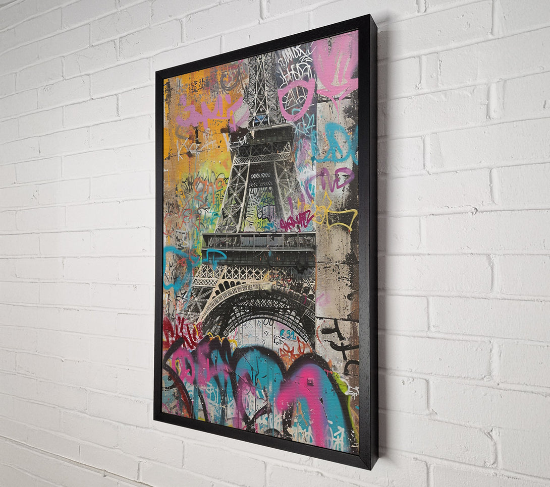  A Canvas Print of Graffiti Eiffel Tower Canvas Wall Art