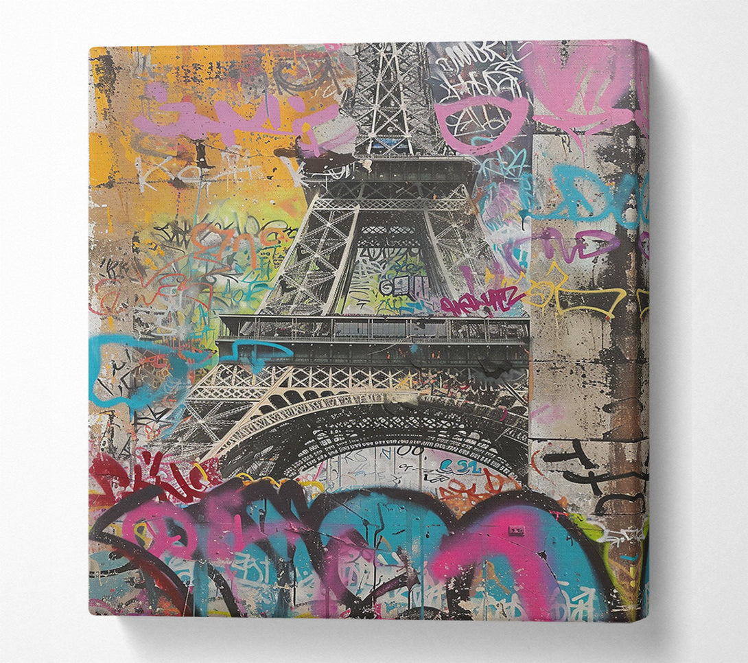  A Canvas Print of Graffiti Eiffel Tower Canvas Wall Art