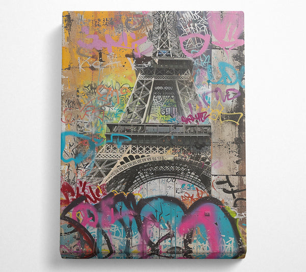  A Canvas Print of Graffiti Eiffel Tower Canvas Wall Art