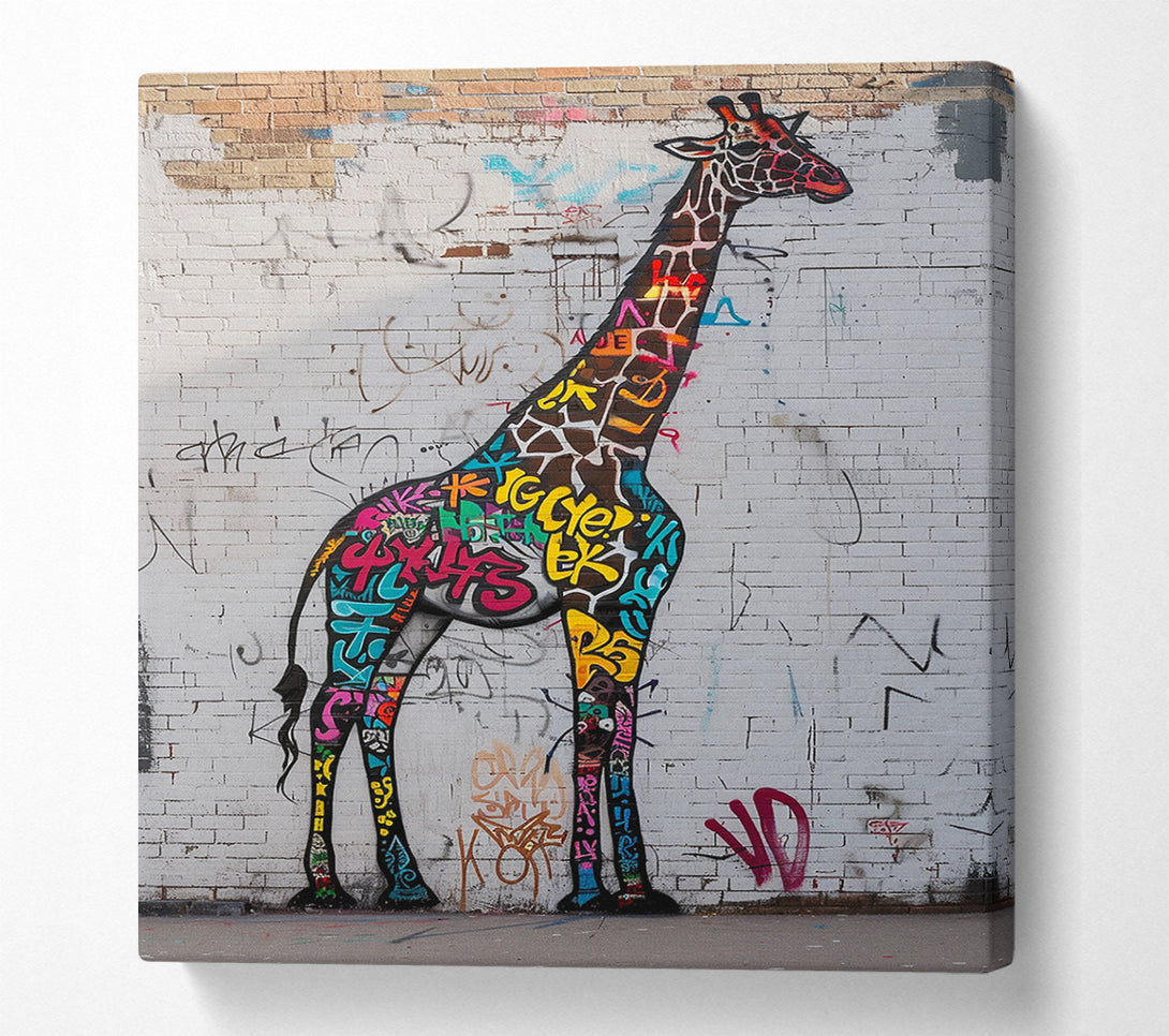  A Canvas Print of Graffiti Giraffe Wonder Canvas Art