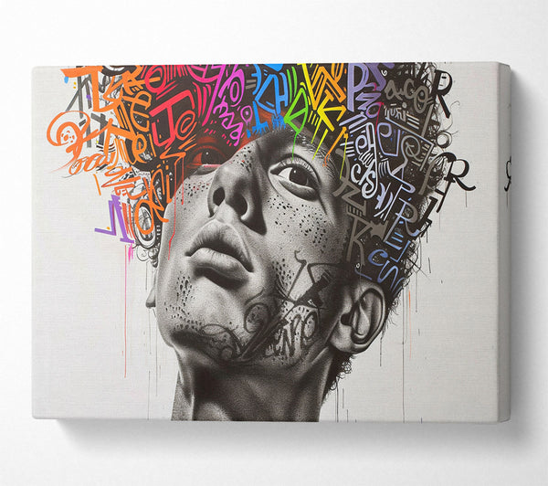  A Canvas Print of Graffiti Hair Grey Canvas Print