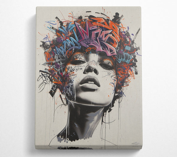  A Canvas Print of Graffiti Woman Head Canvas Art