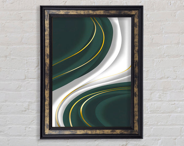Green And Gold Flow Framed Print