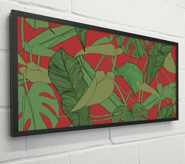 Green Leaves On Red