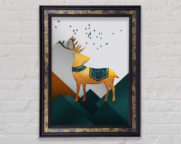 Green Mountain Gold Stag Framed Print