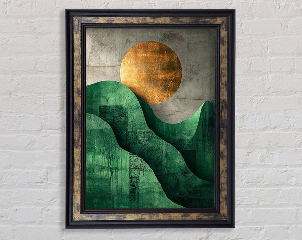 Green Mountains Gold Sun Framed Print