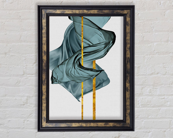 Green Swirl  Gold Lines Framed Print