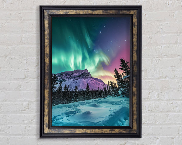 Green To Pink Snow Framed Print