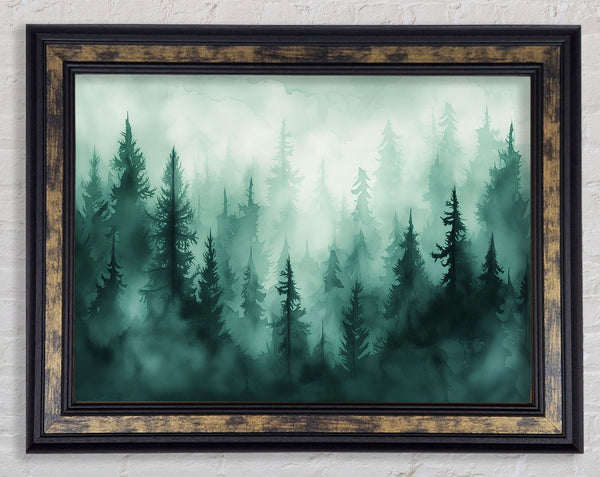 Green Watercolour Trees Framed Print