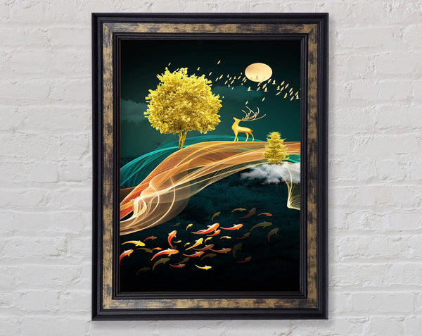 Green  Gold Tree Framed Print