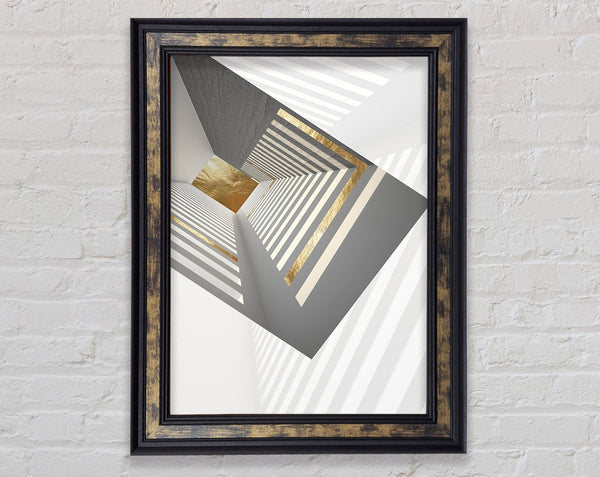 Grey And Gold Vertical View Framed Print