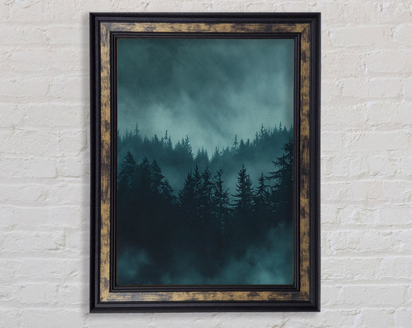 Grey Blues Forest Framed Print