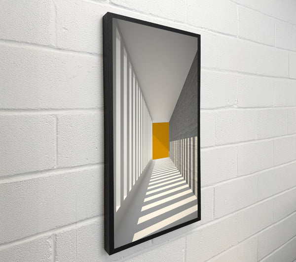 Grey Corridor With Gold Block