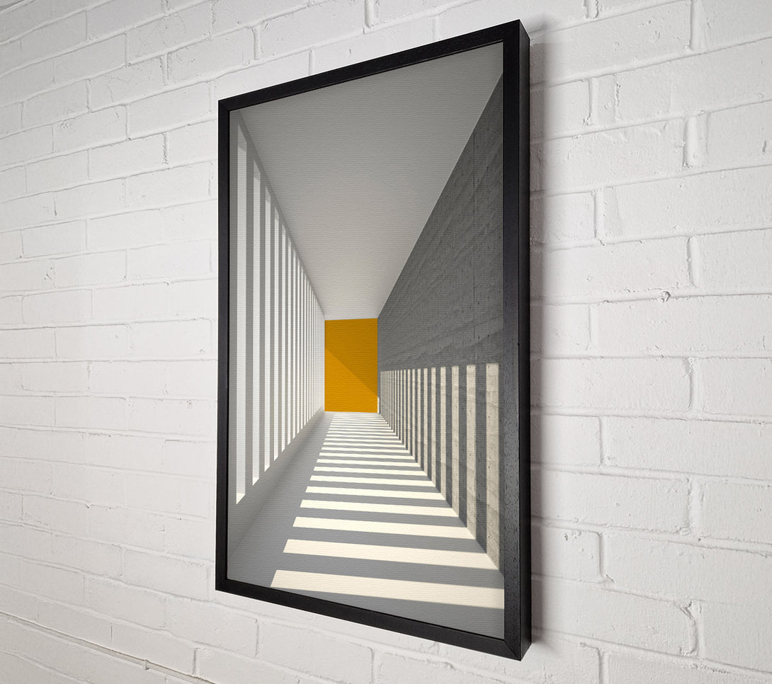  A Canvas Print of Grey Corridor With Gold Block Canvas Wall Art
