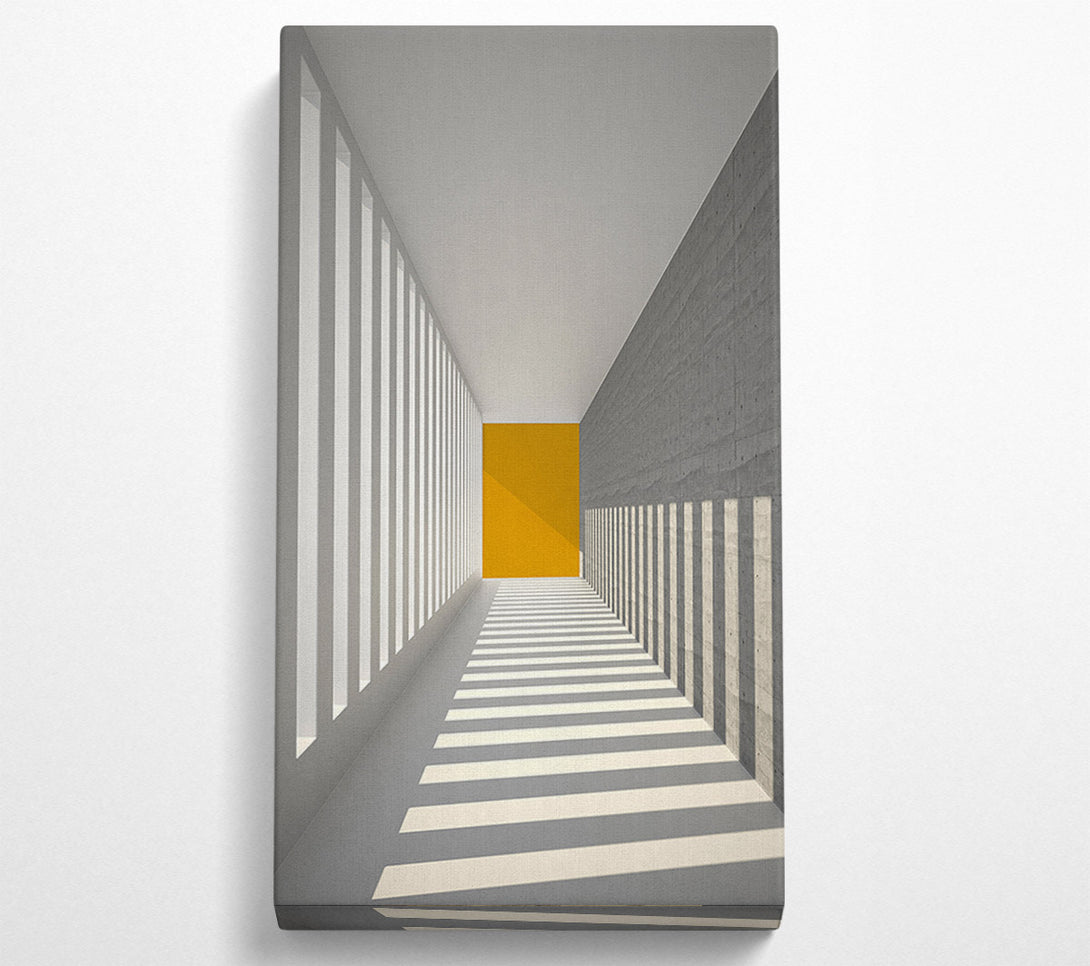  A Canvas Print of Grey Corridor With Gold Block Canvas Wall Art