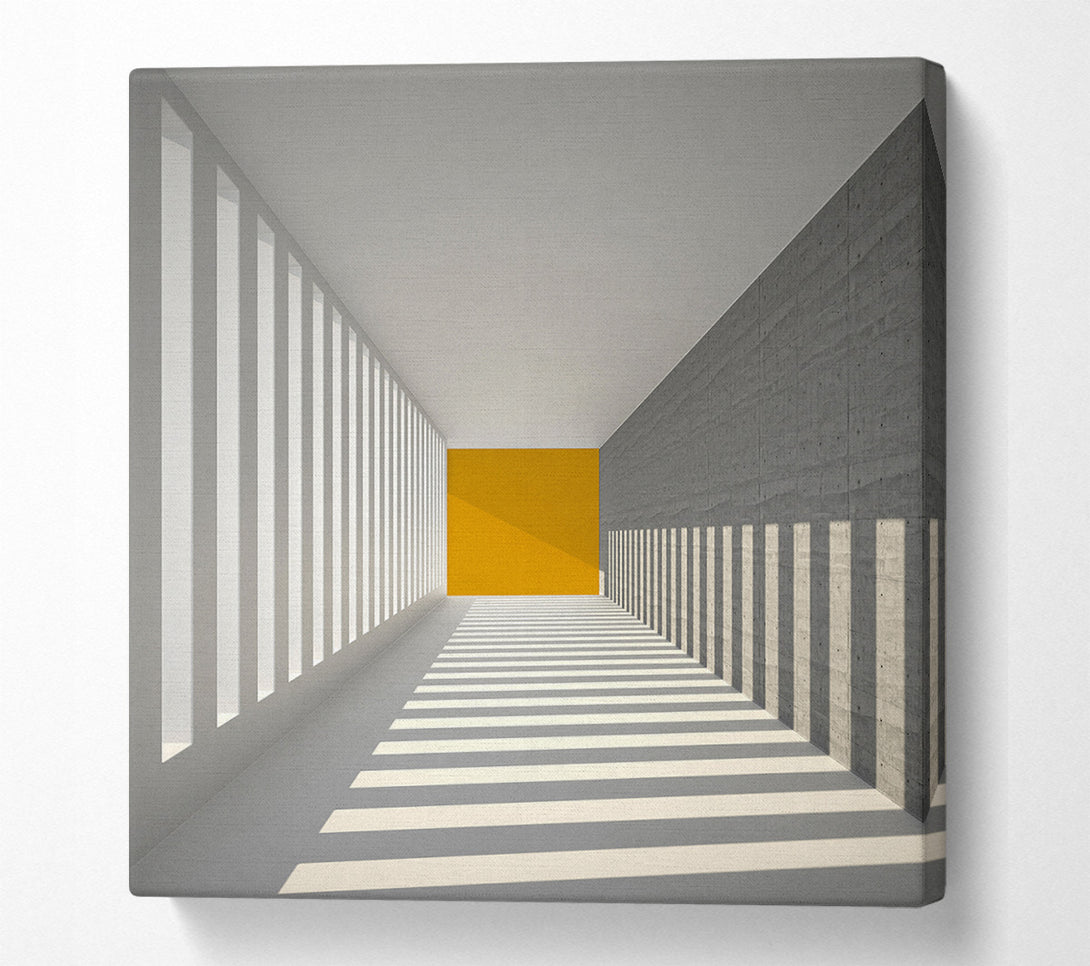  A Canvas Print of Grey Corridor With Gold Block Canvas Wall Art