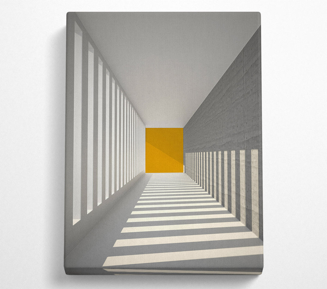  A Canvas Print of Grey Corridor With Gold Block Canvas Wall Art