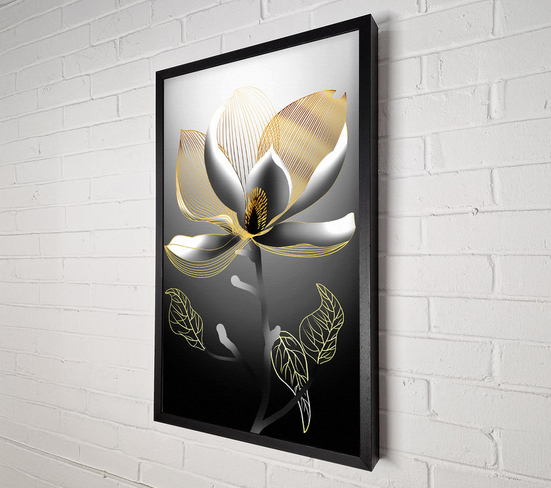  A Canvas Print of Grey Plant With Gold Lines Canvas Wall Art