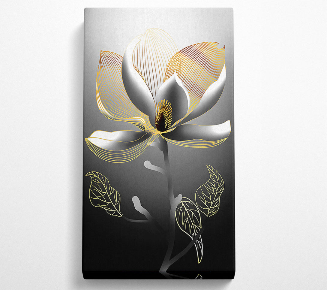  A Canvas Print of Grey Plant With Gold Lines Canvas Wall Art