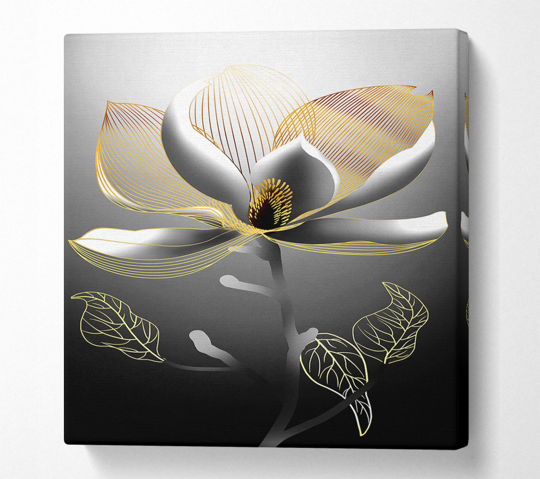  A Canvas Print of Grey Plant With Gold Lines Canvas Wall Art