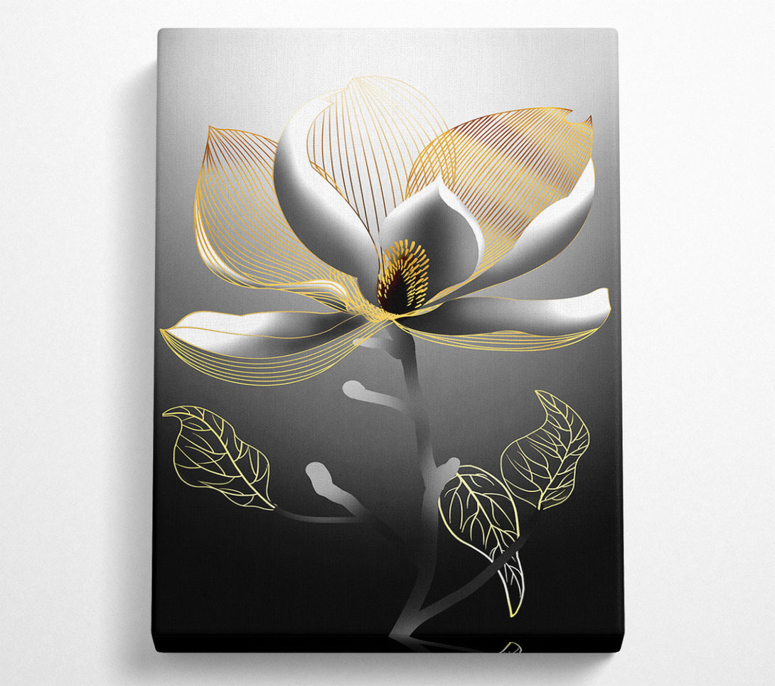  A Canvas Print of Grey Plant With Gold Lines Canvas Wall Art