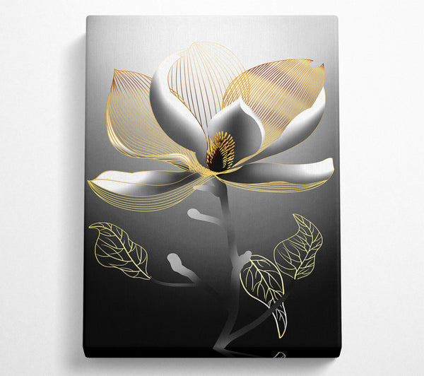  A Canvas Print of Grey Plant With Gold Lines Canvas Wall Art