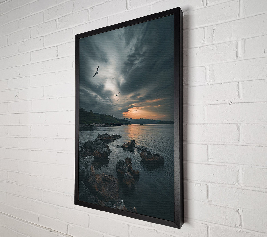  A Canvas Print of Grey Sky Seascape Canvas Wall Art