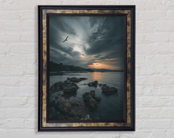 Grey Sky Seascape Framed Print