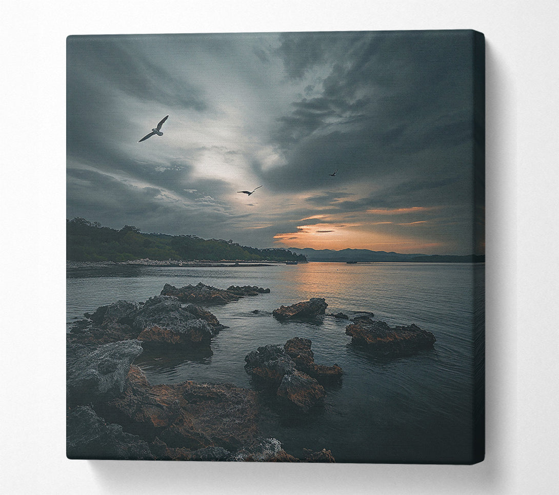  A Canvas Print of Grey Sky Seascape Canvas Wall Art