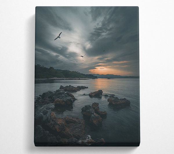  A Canvas Print of Grey Sky Seascape Canvas Wall Art
