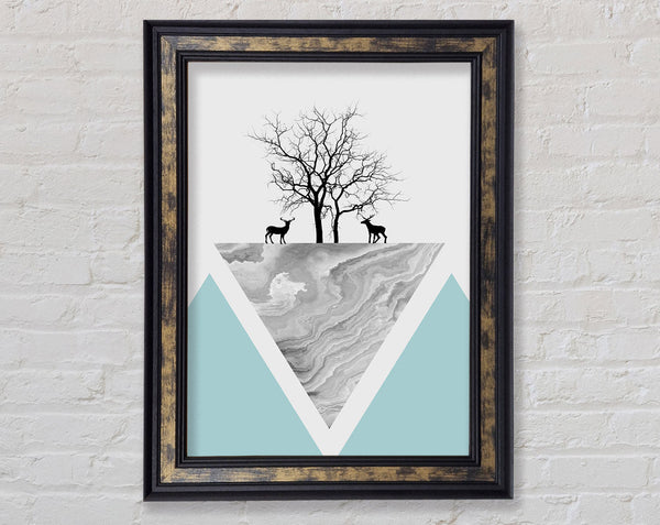 Grey Triangle With Walnut Tree Framed Print
