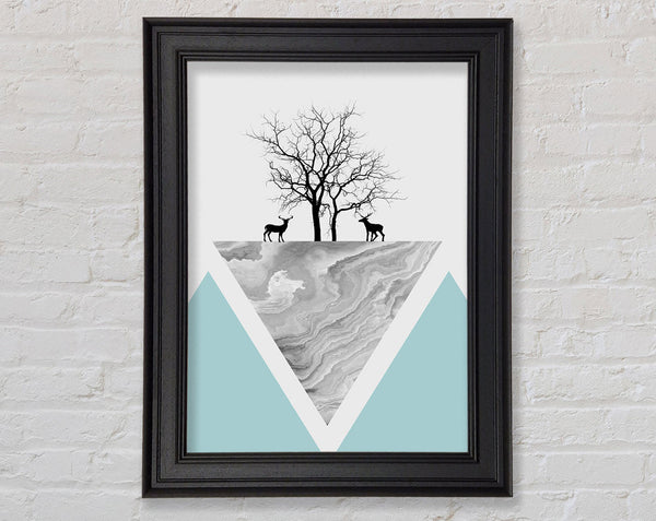 Grey Triangle With Black Tree Framed Print