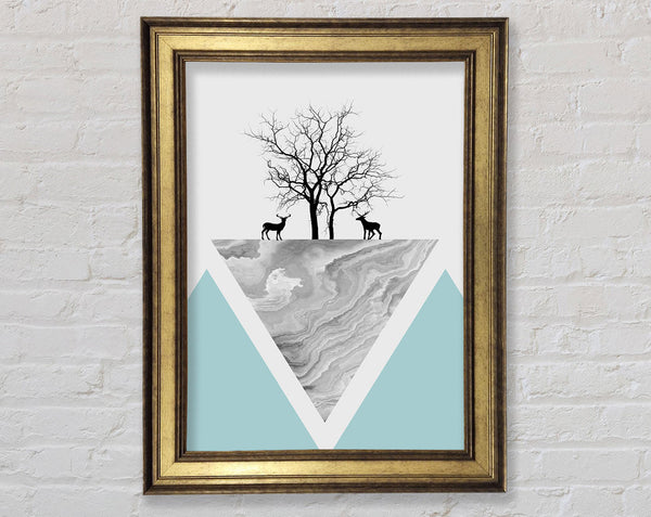 Grey Triangle With White Tree Framed Print