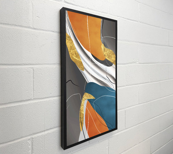 Grey  Blue And Orange Abstract