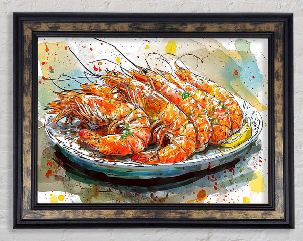 Grilled Shrimp Framed Print