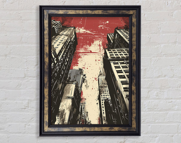Grunge City Framed Print