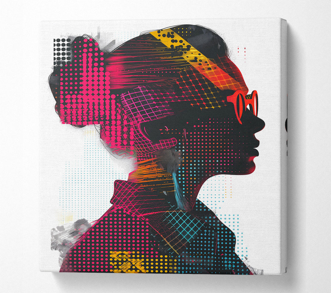  A Canvas Print of Halftone Trendy Woman Canvas Wall Art