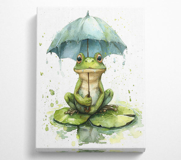  A Canvas Print of Happy Frog Umbrella Canvas Wall Art