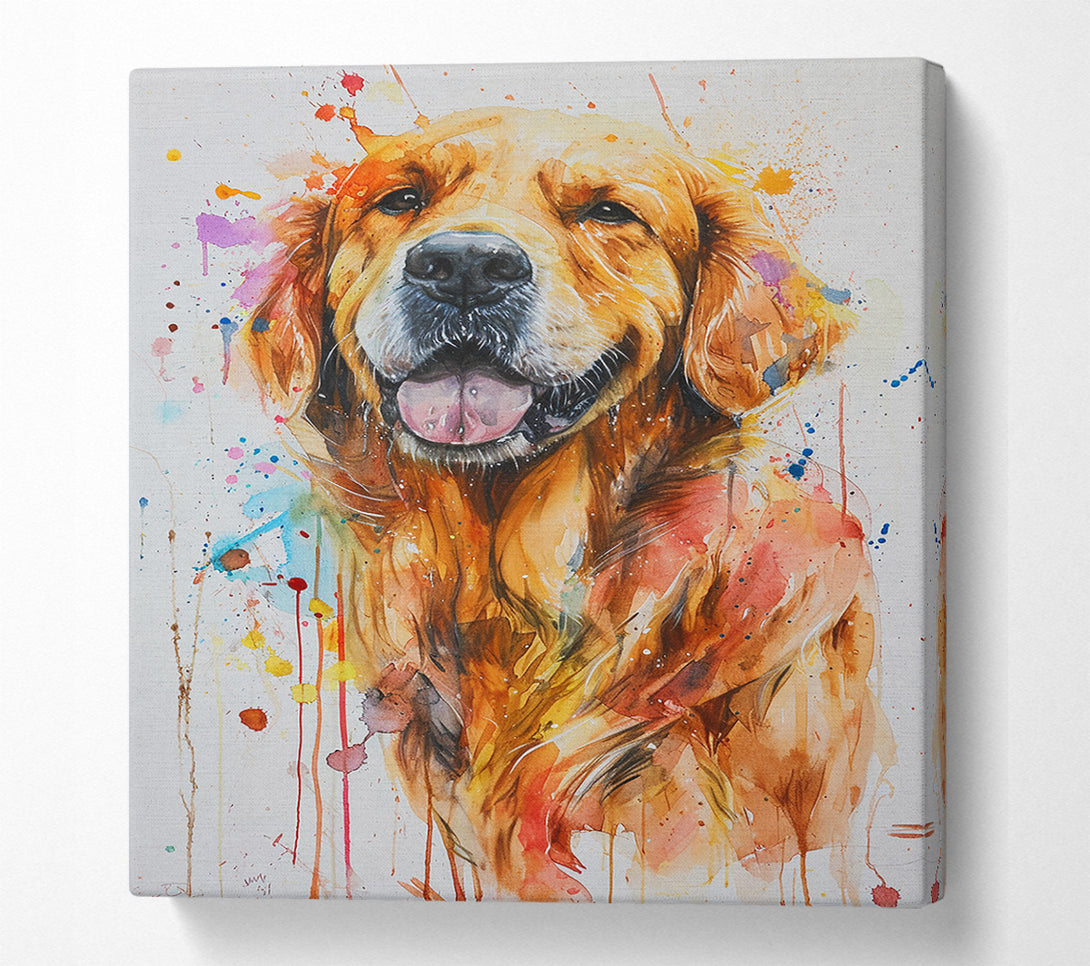  A Canvas Print of Happy Golden Retriever Canvas Art