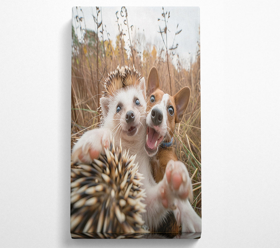  A Canvas Print of Hedgehog And Dog Selfie Canvas Wall Art