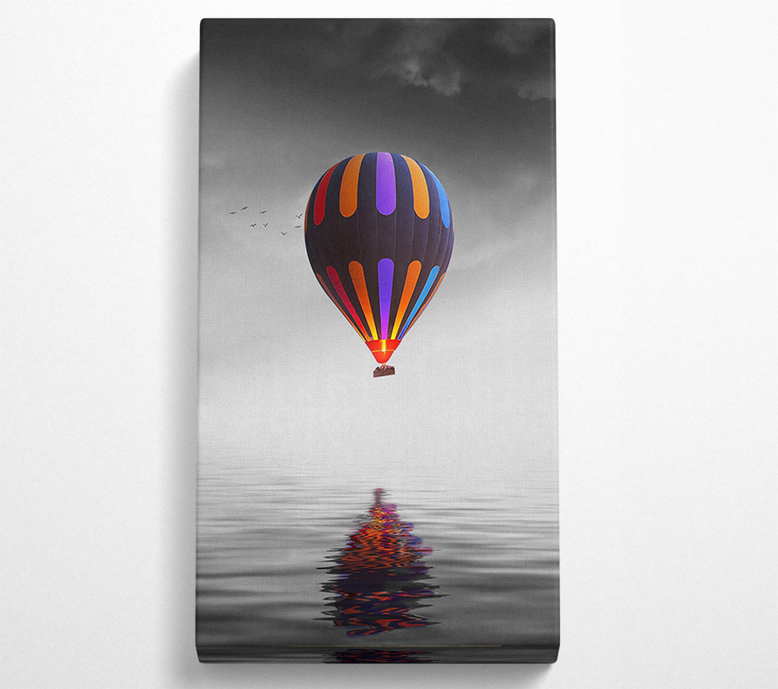  A Canvas Print of Hot Air Balloon Over A Grey Sea Canvas Print