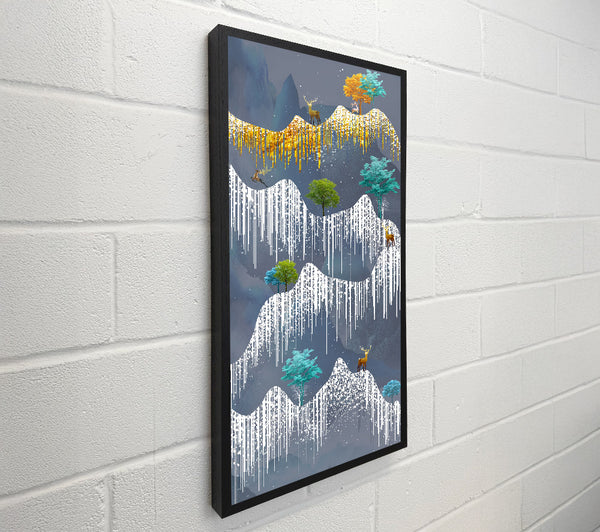 Icy Abstract Mountains With Deer