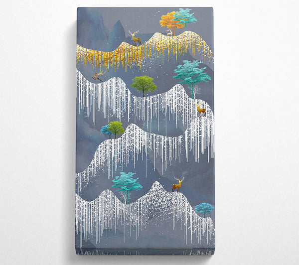  A Canvas Print of Icy Abstract Mountains With Deer Canvas Print