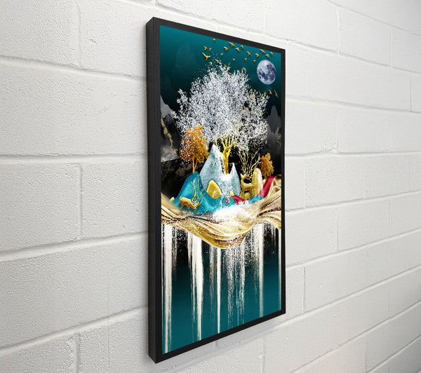 Icy Scene With Gold Deers