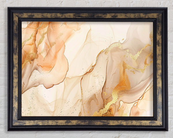Ink And Glitter Beige Framed Print