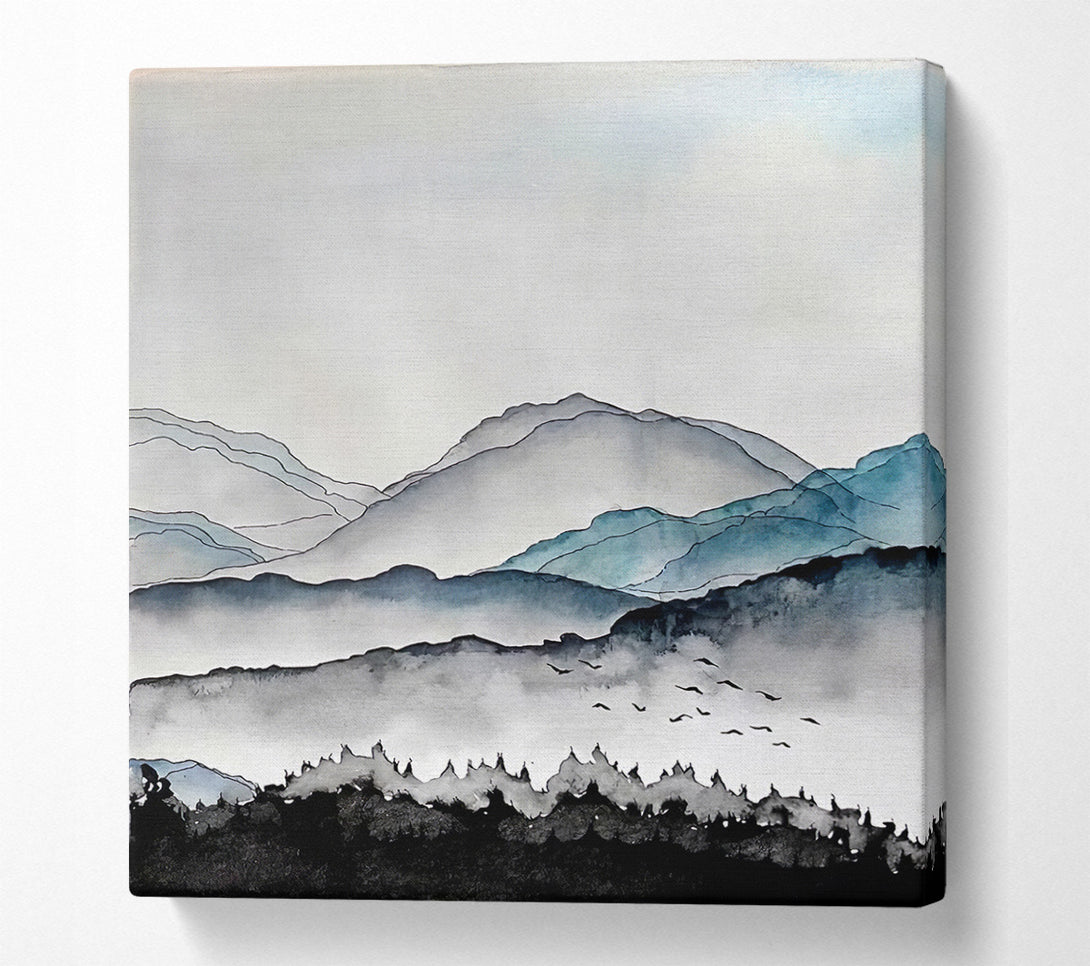  A Canvas Print of Inky Mountains Canvas Wall Art