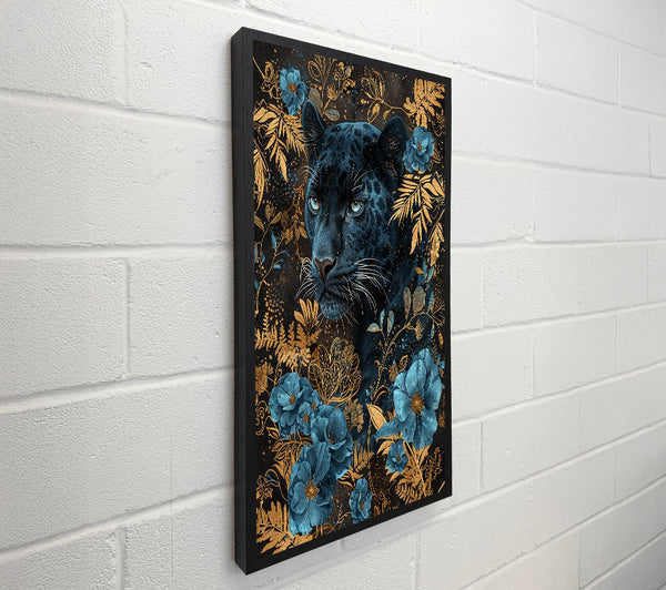 Jaguar And Blue Flowers