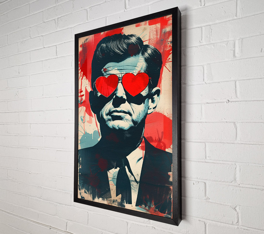  A Canvas Print of Jfk Heart Glasses Canvas Wall Art